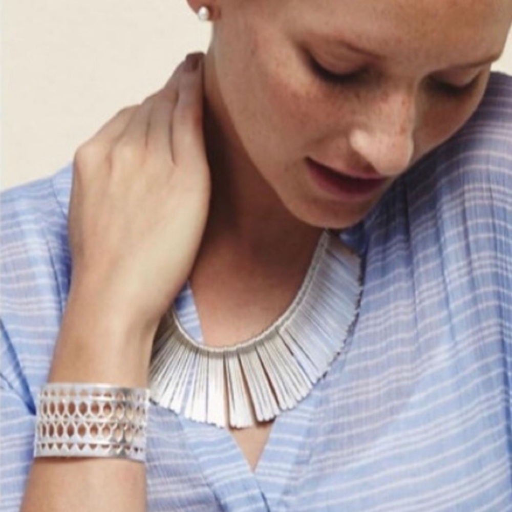 Stella & Dot | Bold Silver Cuff Plait Statement Bracelet Retired - Picture 8 of 8